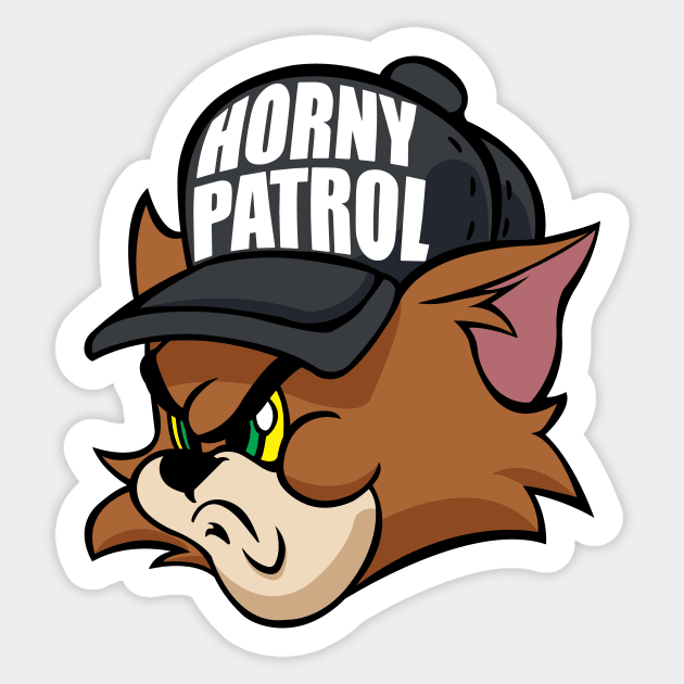 Tim Cat Horny Patrol Brown Sticker by Rampantarts